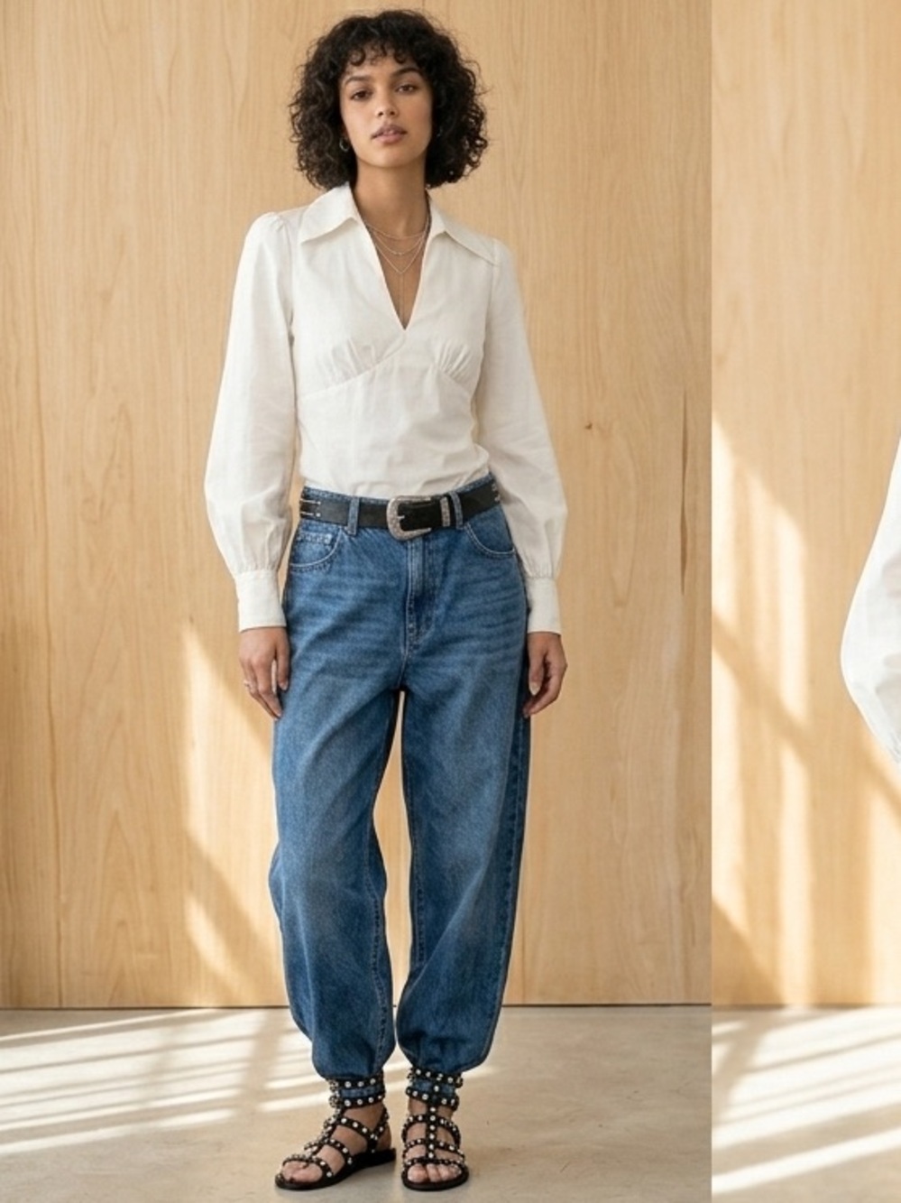TRINA TURK Wonderful Top V-Neck Cotton Poplin Blouse White Size S
